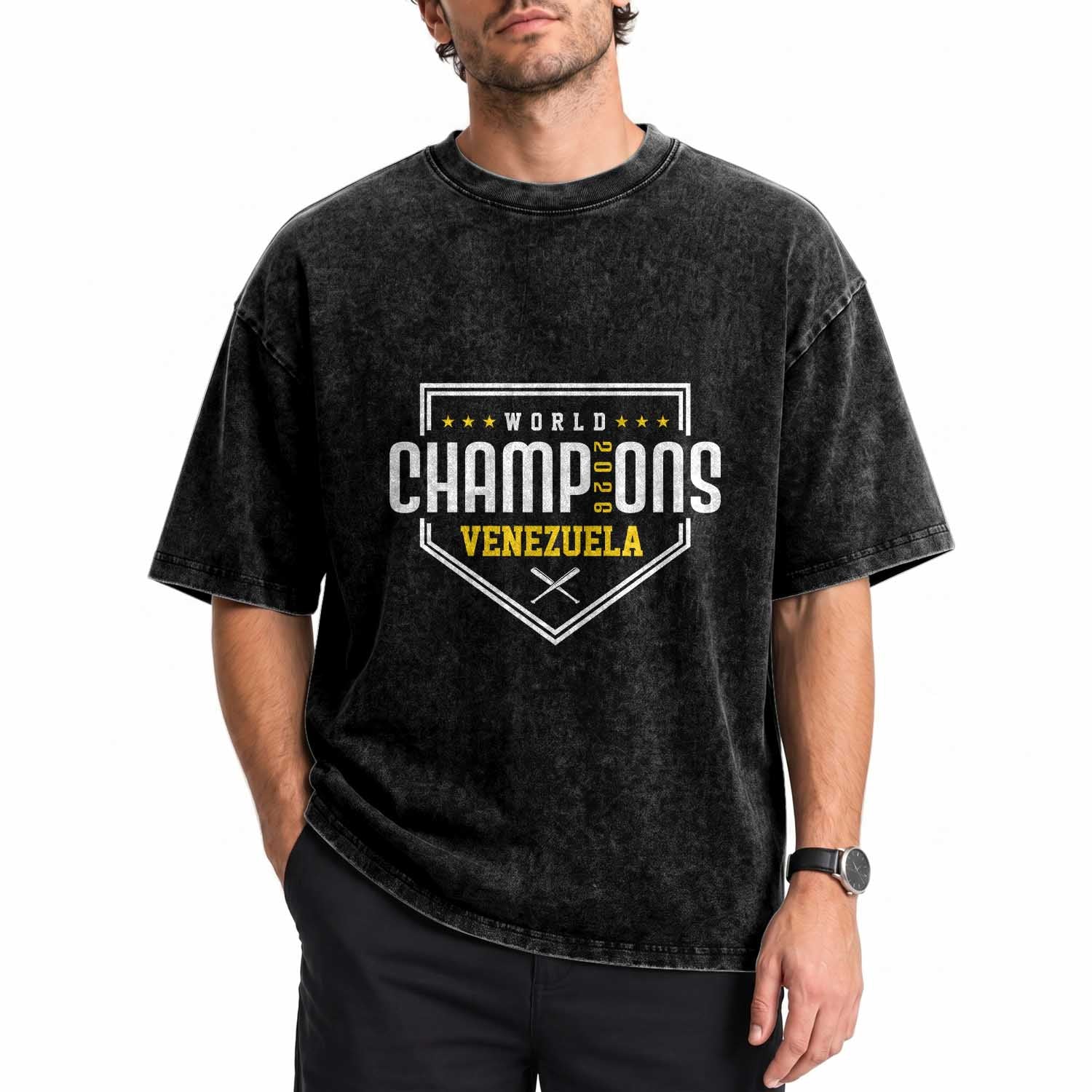 Venezuela 2026 Champions Washed Cotton T-Shirt Baseball Venezuelan Pride