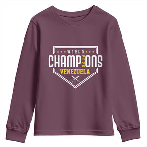 Venezuela 2026 Champions Youth Sweatshirt Baseball Venezuelan Pride TS12 Maroon Print Your Wear