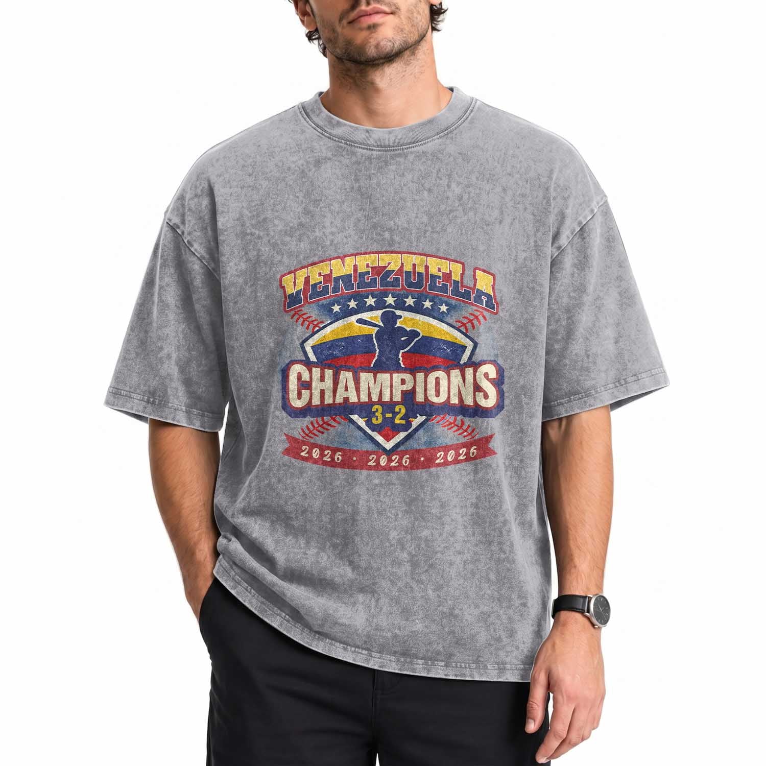 Venezuela 2026 Champions Washed Cotton T-Shirt Baseball Fan Pride