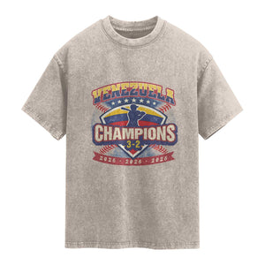 Venezuela 2026 Champions Washed Cotton T-Shirt Baseball Fan Pride