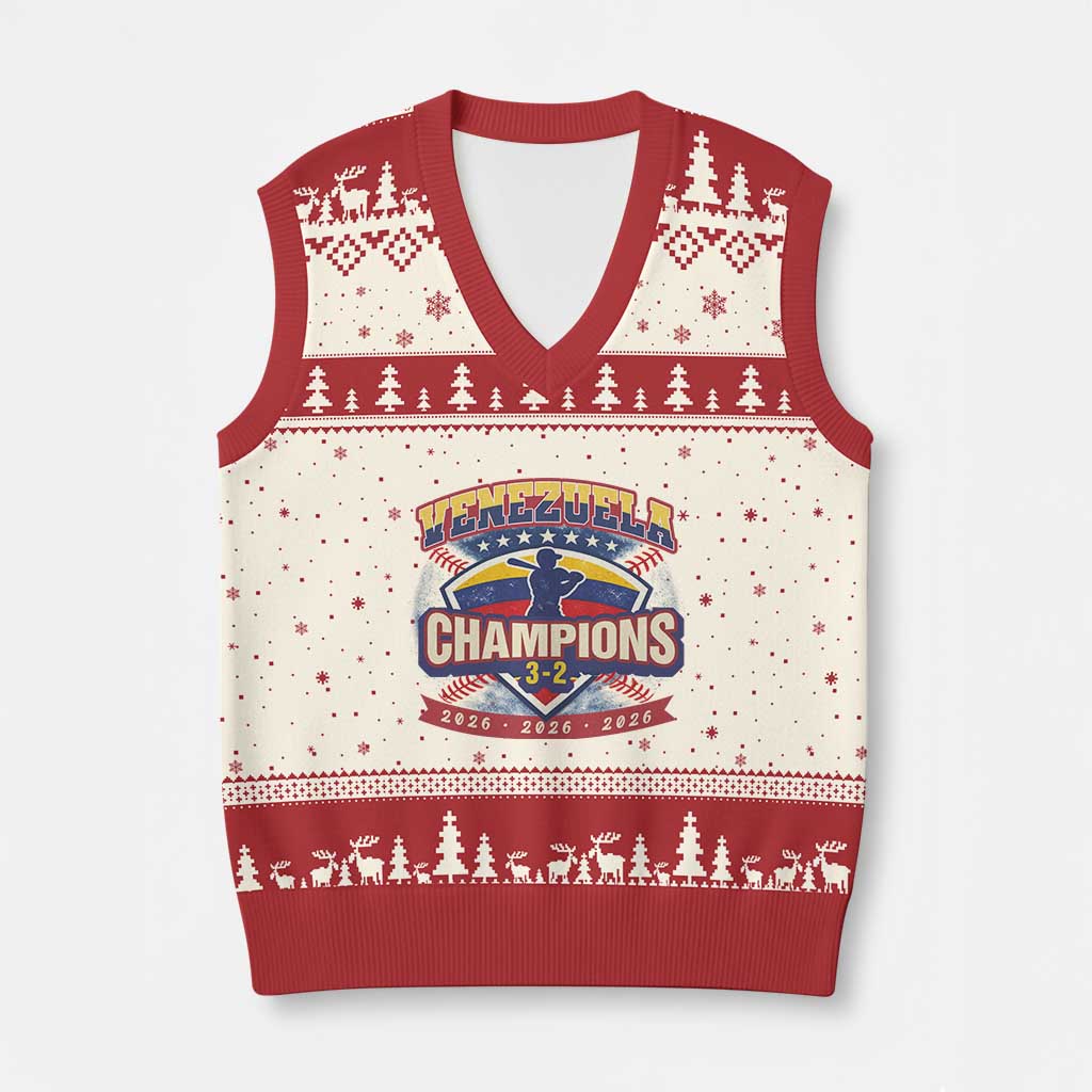 Venezuela 2026 Champions V-Neck Knit Sweater Vest Baseball Fan Pride TS12 Beige Red Print Your Wear