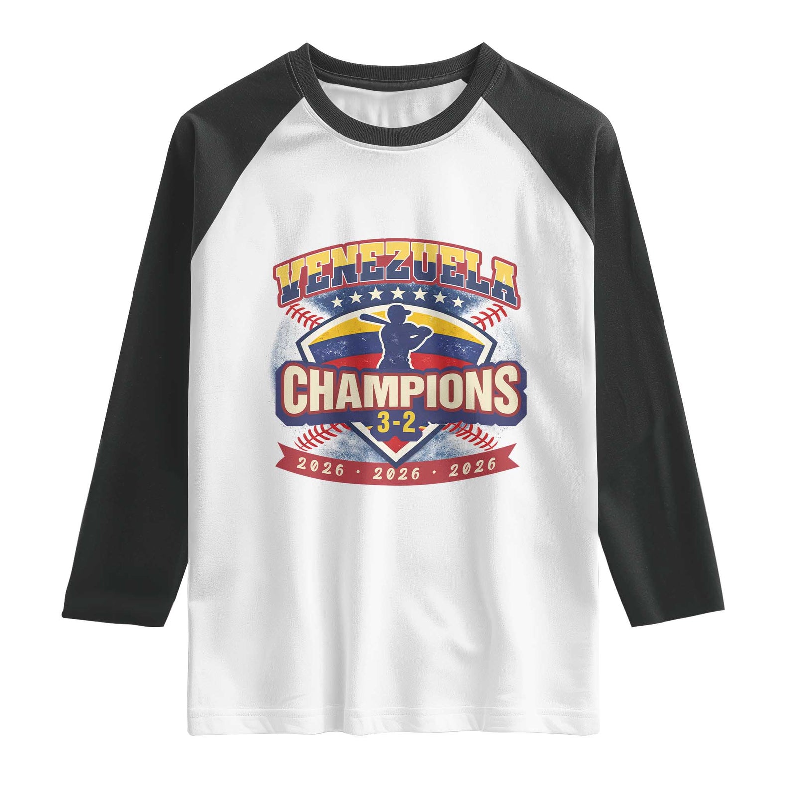 Venezuela 2026 Champions Raglan Shirt Baseball Fan Pride TS12 White Black Print Your Wear