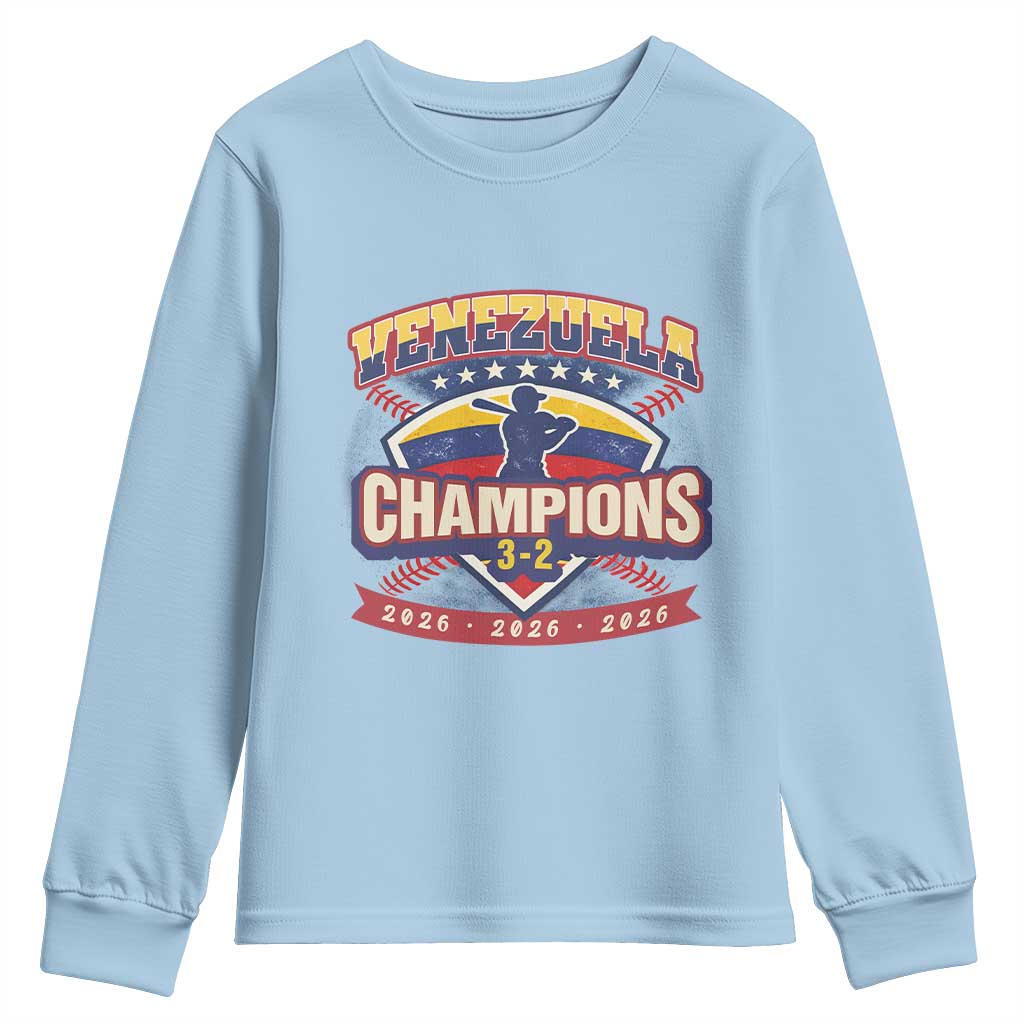 Venezuela 2026 Champions Youth Sweatshirt Baseball Fan Pride TS12 Light Blue Print Your Wear