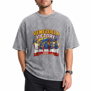 Venezuela Baseball Victory Washed Cotton T-Shirt Venezuelan Pride Gift