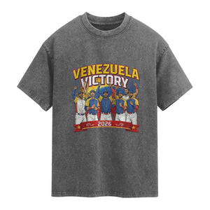 Venezuela Baseball Victory Washed Cotton T-Shirt Venezuelan Pride Gift