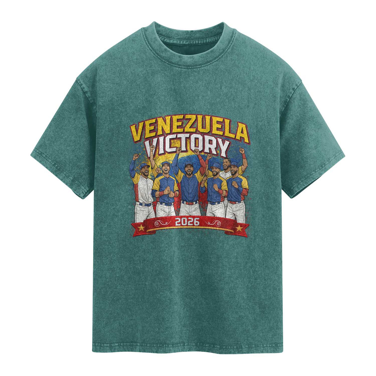 Venezuela Baseball Victory Washed Cotton T-Shirt Venezuelan Pride Gift