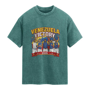 Venezuela Baseball Victory Washed Cotton T-Shirt Venezuelan Pride Gift