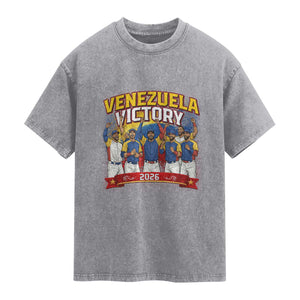 Venezuela Baseball Victory Washed Cotton T-Shirt Venezuelan Pride Gift