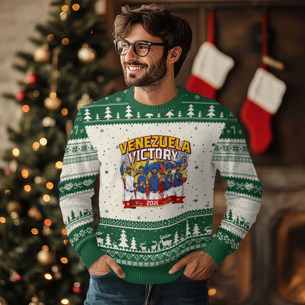 Venezuela Baseball Victory Ugly Christmas Sweater Venezuelan Pride Gift TS12 Beige Green Print Your Wear