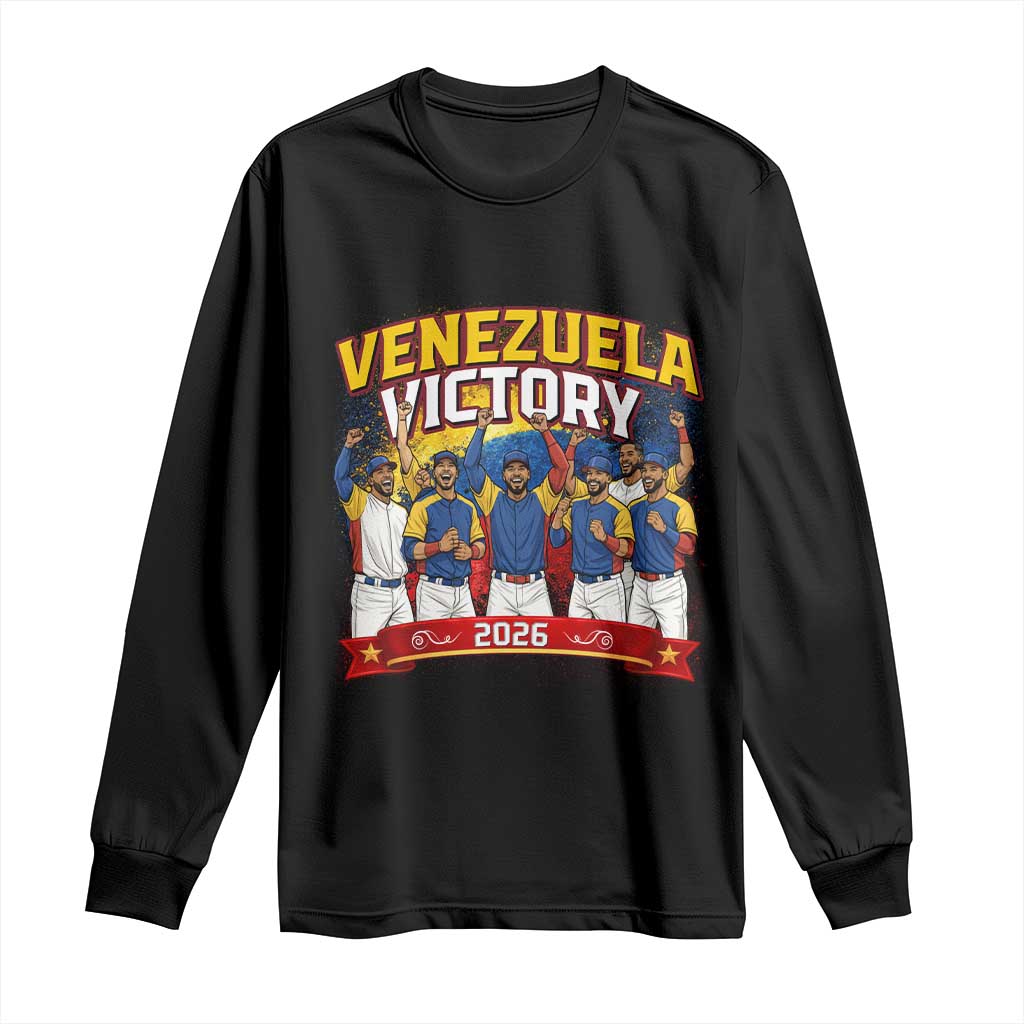 Venezuela Baseball Victory Long Sleeve Shirt Venezuelan Pride Gift TS12 Black Print Your Wear