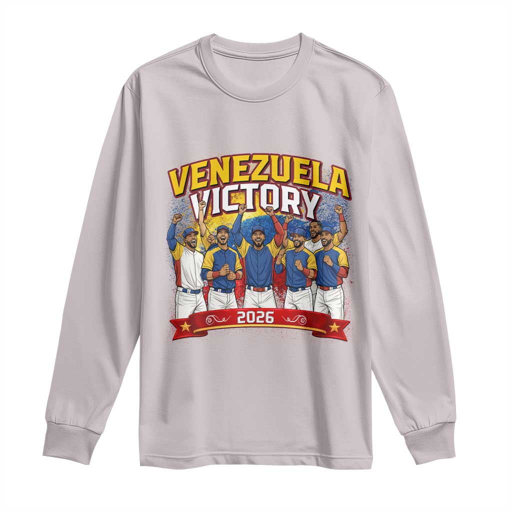 Venezuela Baseball Victory Long Sleeve Shirt Venezuelan Pride Gift TS12 Ice Gray Print Your Wear