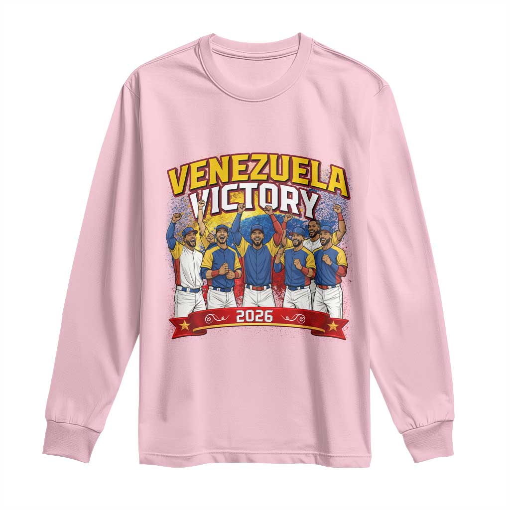 Venezuela Baseball Victory Long Sleeve Shirt Venezuelan Pride Gift TS12 Light Pink Print Your Wear