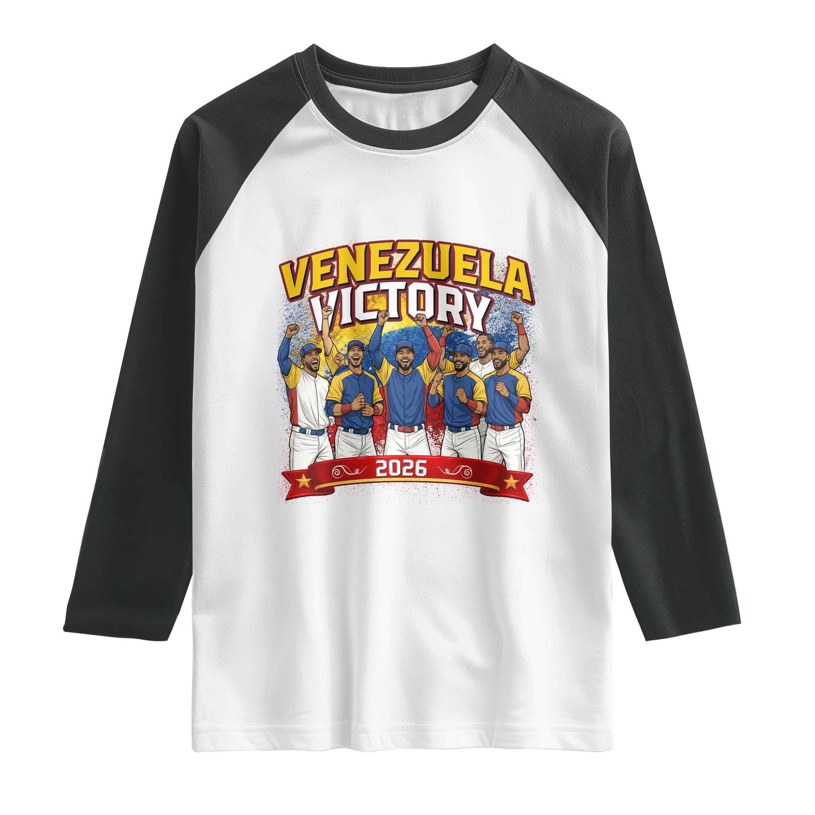 Venezuela Baseball Victory Raglan Shirt Venezuelan Pride Gift TS12 White Black Print Your Wear
