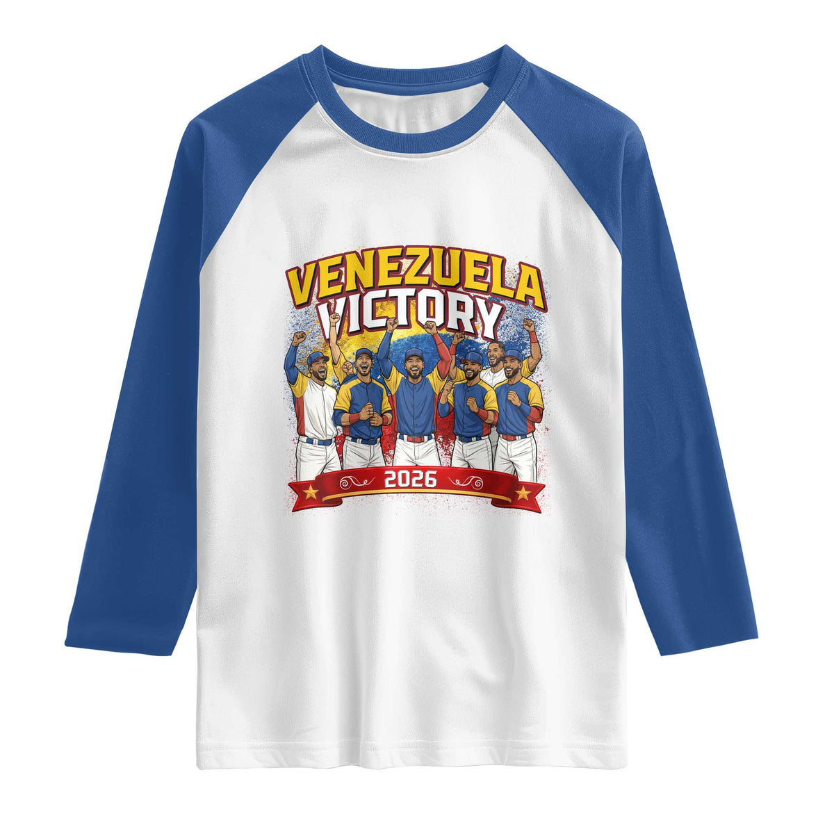 Venezuela Baseball Victory Raglan Shirt Venezuelan Pride Gift TS12 White Royal Print Your Wear