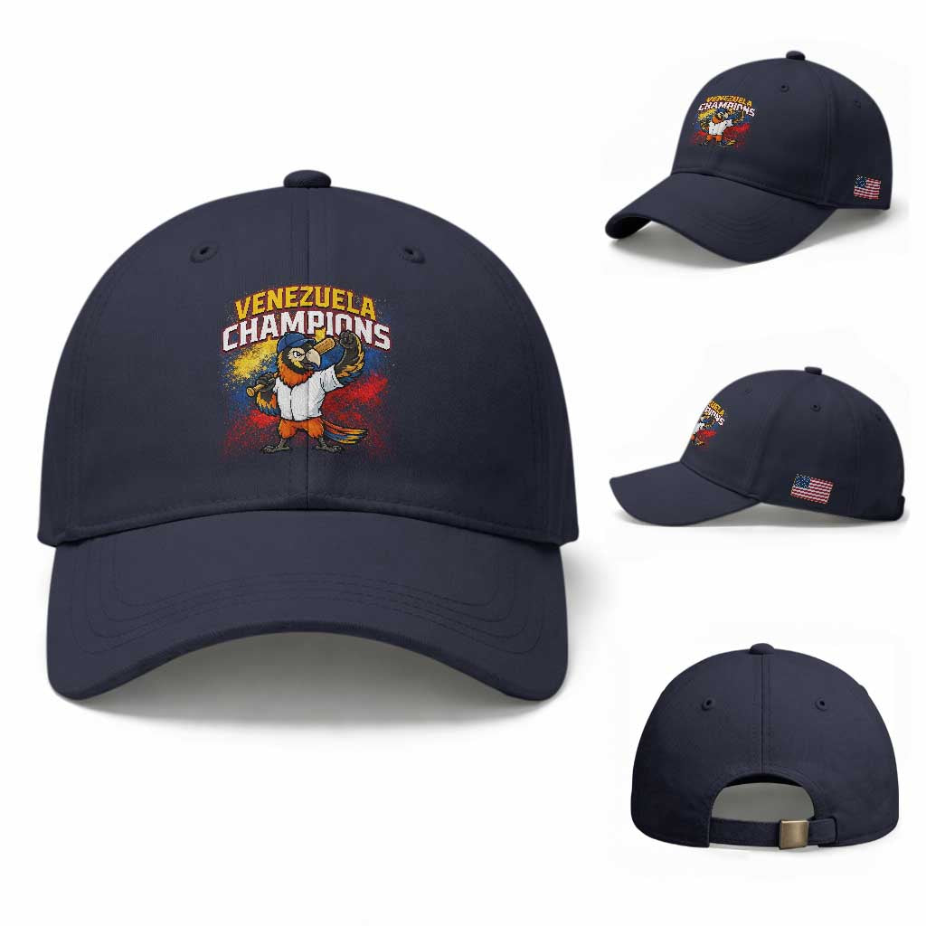 Venezuela Baseball Champions Baseball Cap Troupial Bird Patriotic Pride TS12 Baseball Cap Universal Fit Navy Print Your Wear