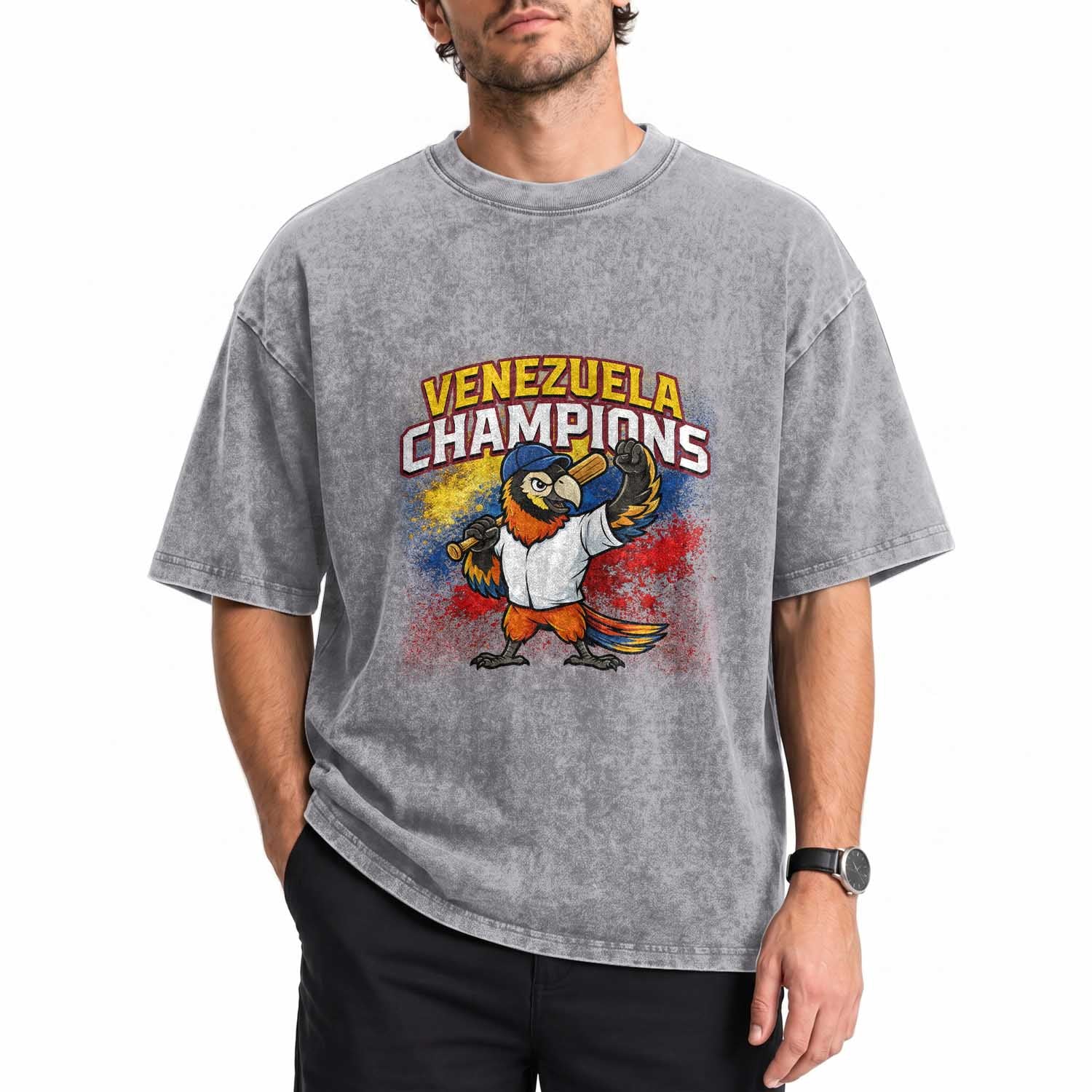 Venezuela Baseball Champions Washed Cotton T-Shirt Troupial Bird Patriotic Pride