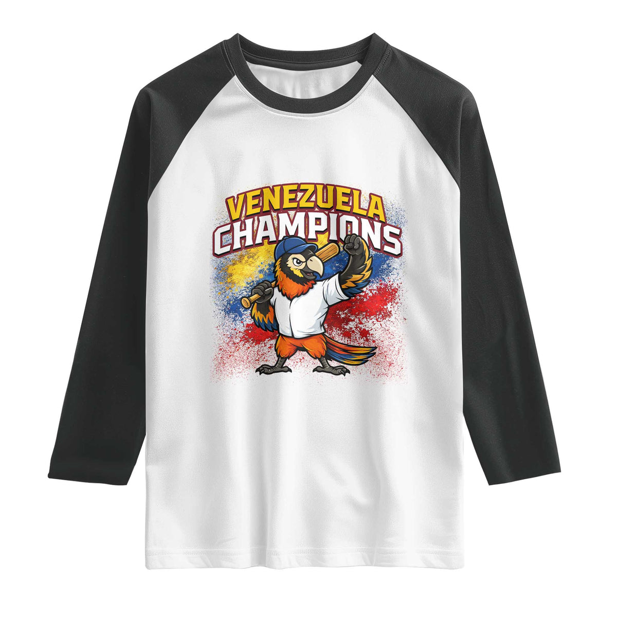 Venezuela Baseball Champions Raglan Shirt Troupial Bird Patriotic Pride TS12 White Black Print Your Wear