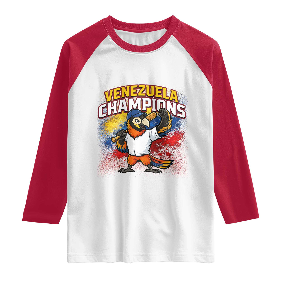 Venezuela Baseball Champions Raglan Shirt Troupial Bird Patriotic Pride TS12 White Red Print Your Wear