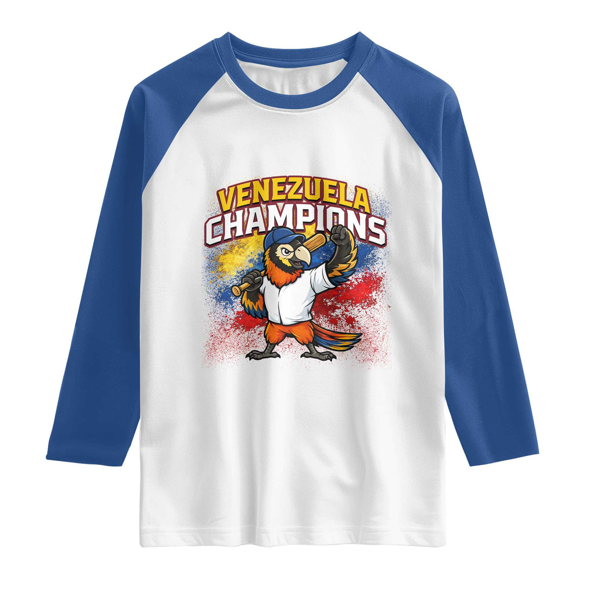 Venezuela Baseball Champions Raglan Shirt Troupial Bird Patriotic Pride TS12 White Royal Print Your Wear