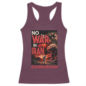 No US Israel War On Iran Racerback Tank Top Peace Not War TS12 Maroon Print Your Wear