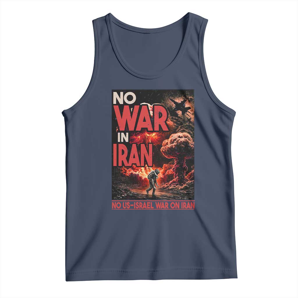 No US Israel War On Iran Tank Top Peace Not War TS12 Navy Print Your Wear