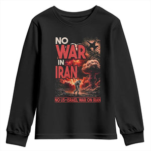 No US Israel War On Iran Youth Sweatshirt Peace Not War TS12 Black Print Your Wear