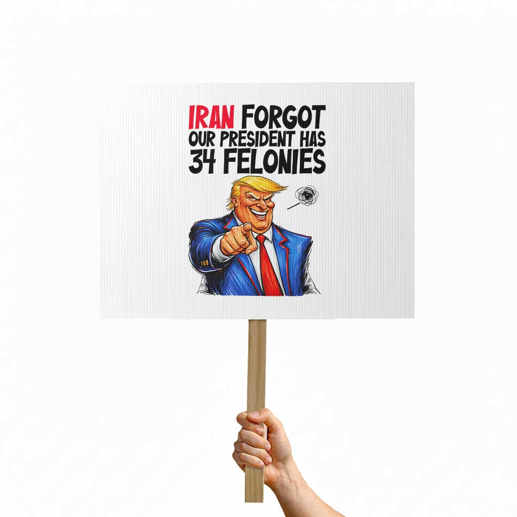Iran Forgot Our President Has 34 Felonies Protest Sign Funny Political Satire TS12 Horizontal 18