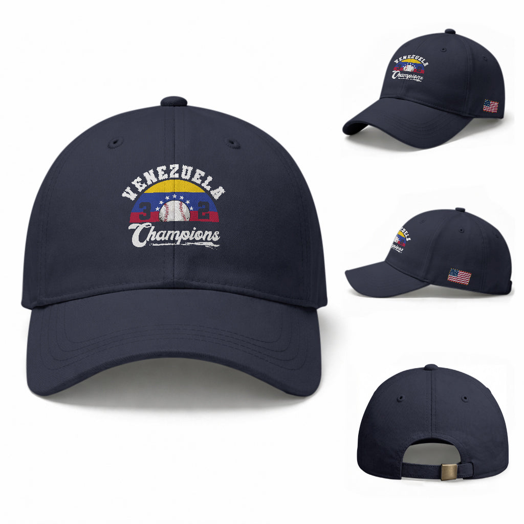 Venezuela 2026 Champions Baseball Cap Vintage 7 Stars Flag Baseball Pride TS12 Baseball Cap Universal Fit Dark Blue Print Your Wear
