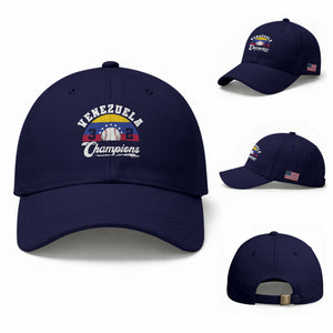 Venezuela 2026 Champions Baseball Cap Vintage 7 Stars Flag Baseball Pride TS12 Baseball Cap Universal Fit Navy Print Your Wear