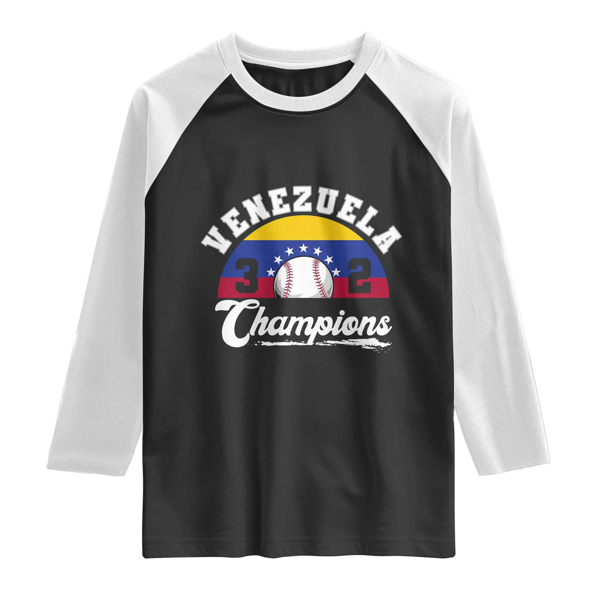 Venezuela 2026 Champions Raglan Shirt Vintage 7 Stars Flag Baseball Pride TS12 Black White Print Your Wear
