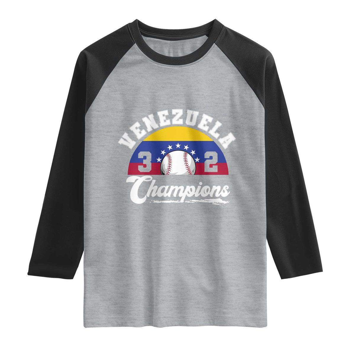 Venezuela 2026 Champions Raglan Shirt Vintage 7 Stars Flag Baseball Pride TS12 Heather Gray Black Print Your Wear