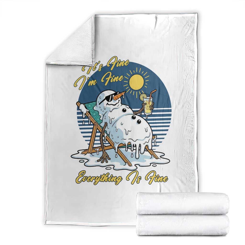 Melting Snowman Christmas In July Throw Blanket It Is Fine Everything Is Fine TS12 White Print Your Wear