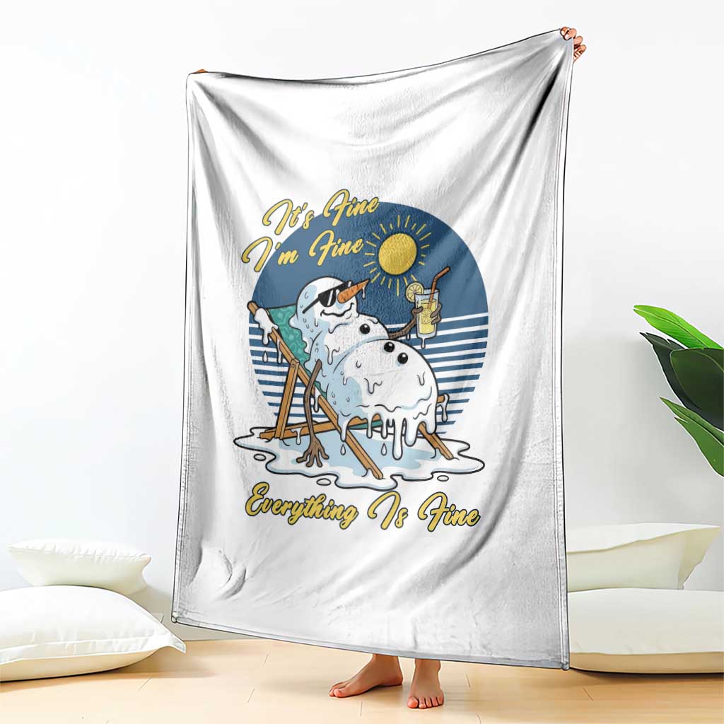 Melting Snowman Christmas In July Throw Blanket It Is Fine Everything Is Fine TS12 Print Your Wear