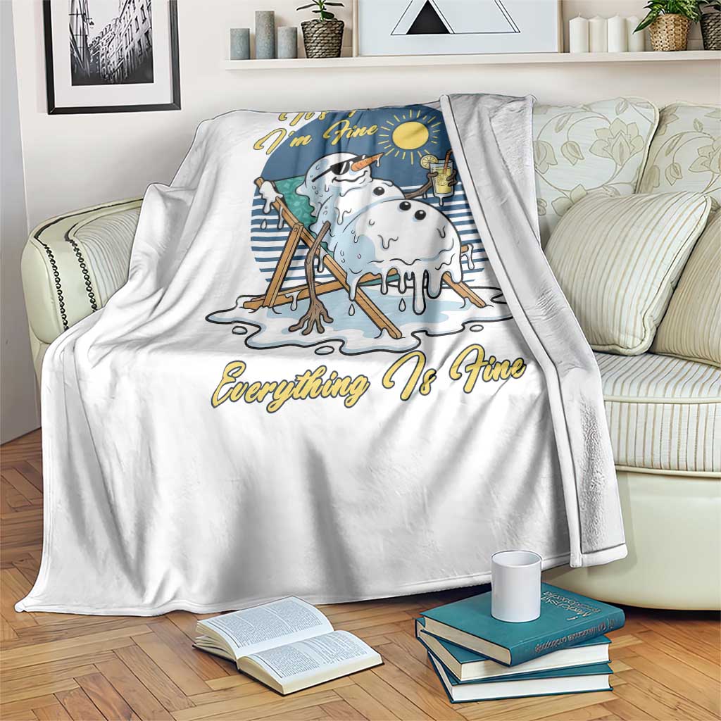 Melting Snowman Christmas In July Throw Blanket It Is Fine Everything Is Fine TS12 Print Your Wear