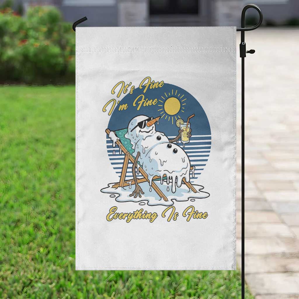 Melting Snowman Christmas In July Garden Flag It Is Fine Everything Is Fine TS12 Print Your Wear