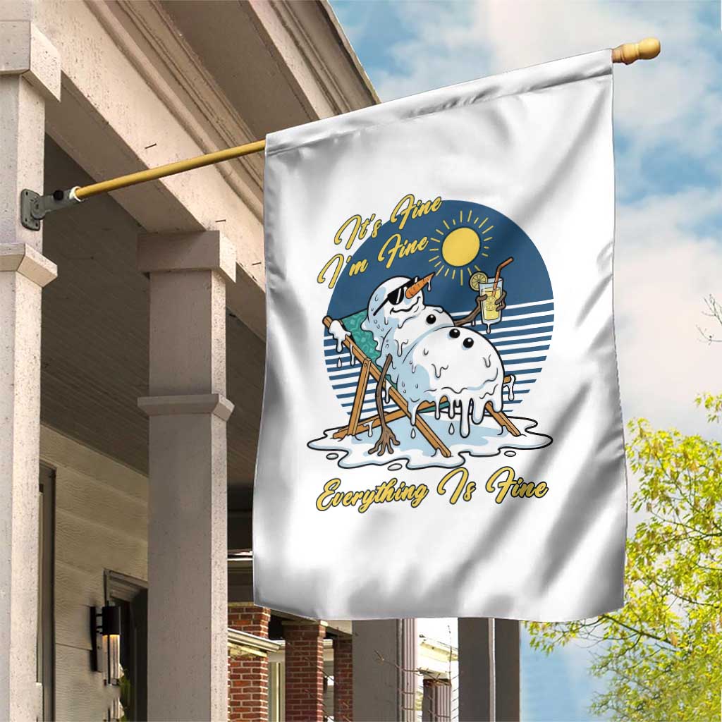 Melting Snowman Christmas In July Garden Flag It Is Fine Everything Is Fine TS12 Print Your Wear