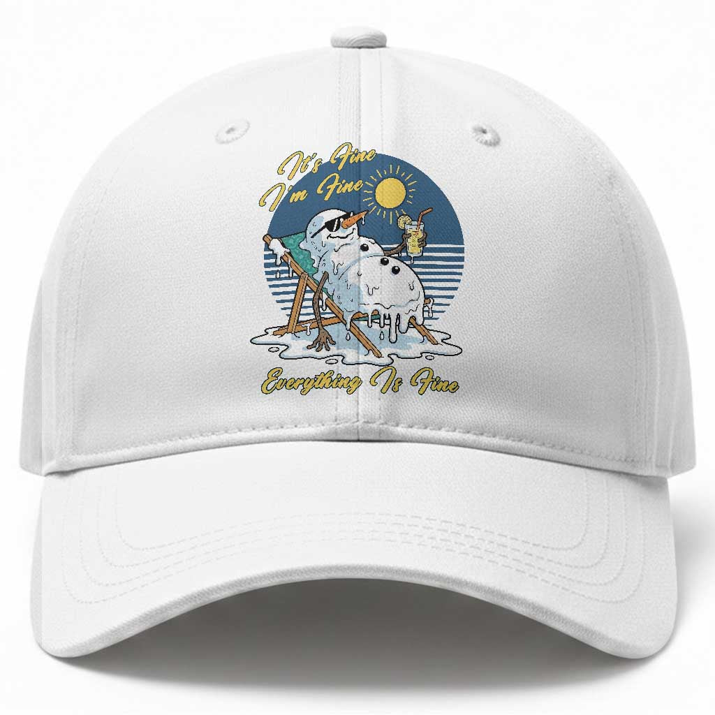 Melting Snowman Christmas In July Baseball Cap It Is Fine Everything Is Fine TS12 Print Your Wear