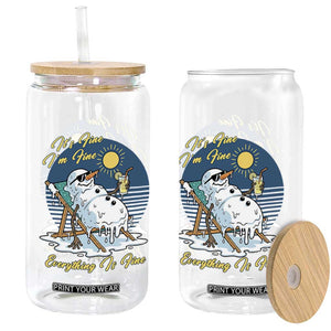 Melting Snowman Christmas In July Glass Can It Is Fine Everything Is Fine TS12 Print Your Wear