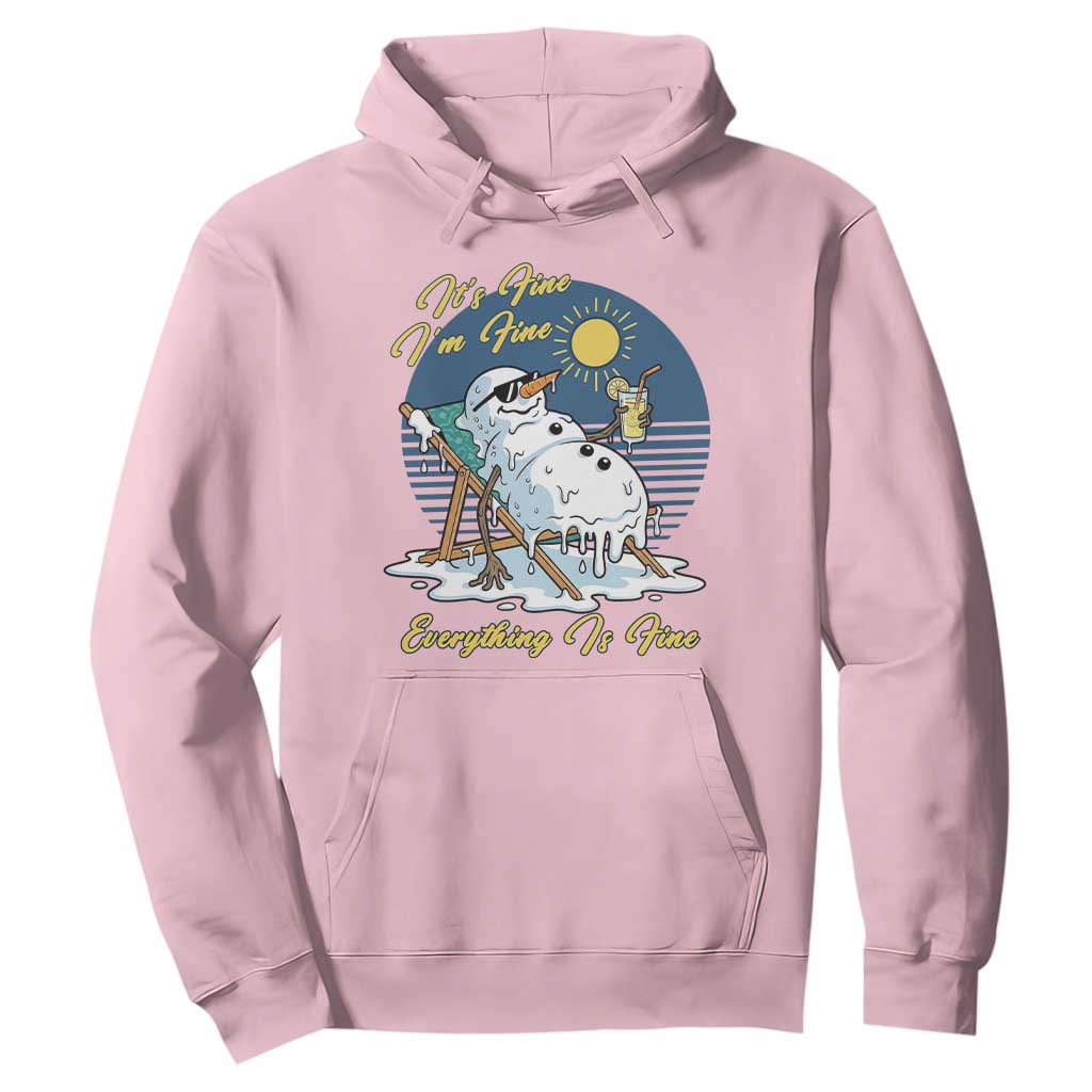 Melting Snowman Christmas In July Hoodie It Is Fine Everything Is Fine TS12 Light Pink Print Your Wear
