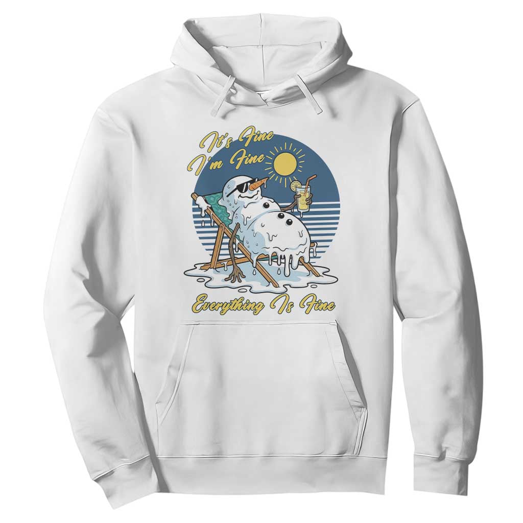 Melting Snowman Christmas In July Hoodie It Is Fine Everything Is Fine TS12 White Print Your Wear