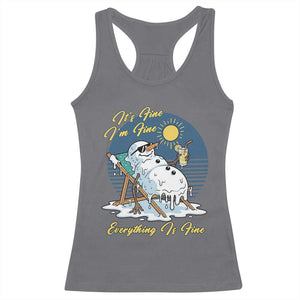 Melting Snowman Christmas In July Racerback Tank Top It Is Fine Everything Is Fine TS12 Charcoal Print Your Wear