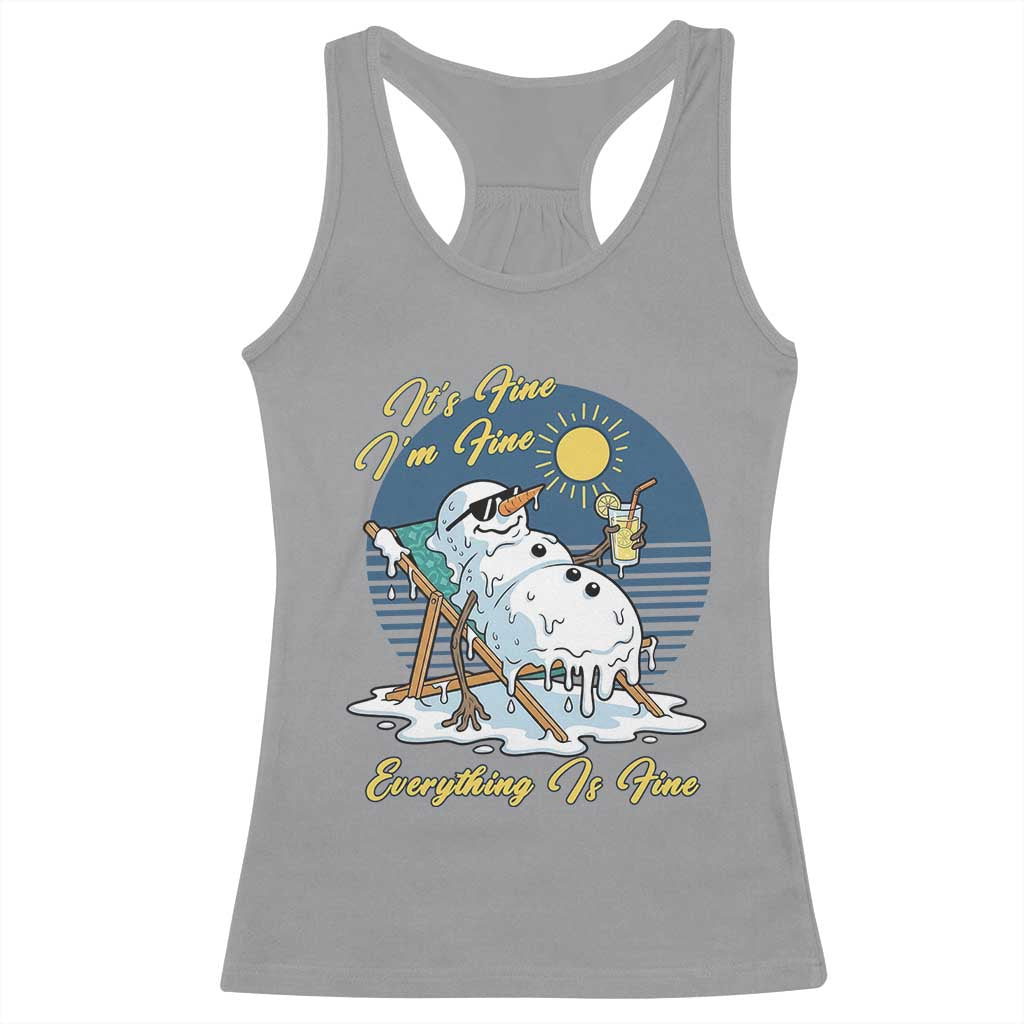 Melting Snowman Christmas In July Racerback Tank Top It Is Fine Everything Is Fine TS12 Sport Gray Print Your Wear