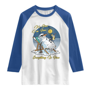 Melting Snowman Christmas In July Raglan Shirt It Is Fine Everything Is Fine TS12 White Royal Print Your Wear