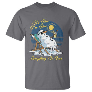 Melting Snowman Christmas In July T Shirt It Is Fine Everything Is Fine TS12 Charcoal Print Your Wear