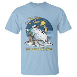Melting Snowman Christmas In July T Shirt It Is Fine Everything Is Fine TS12 Light Blue Print Your Wear