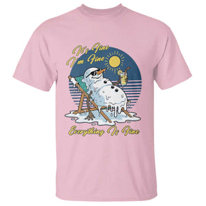 Melting Snowman Christmas In July T Shirt It Is Fine Everything Is Fine TS12 Light Pink Print Your Wear
