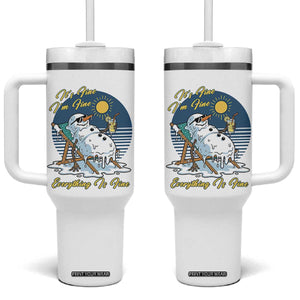Melting Snowman Christmas In July Tumbler With Handle It Is Fine Everything Is Fine TS12 One Size: 40 oz White Print Your Wear
