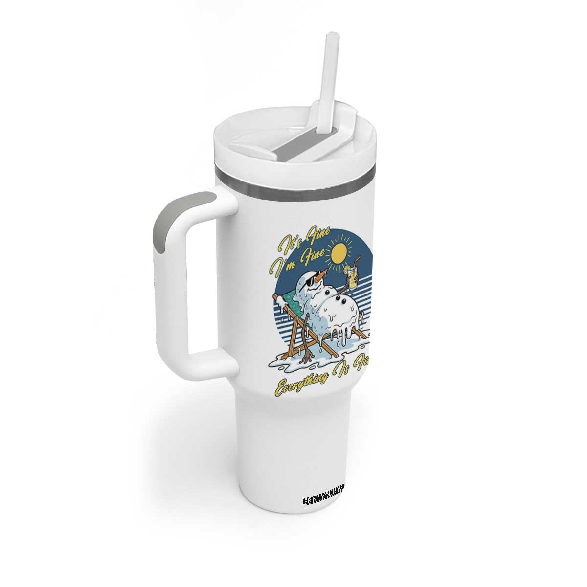 Melting Snowman Christmas In July Tumbler With Handle It Is Fine Everything Is Fine TS12 Print Your Wear