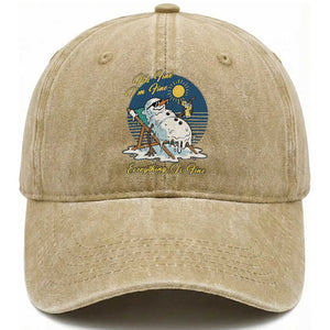 Melting Snowman Christmas In July Washed Cotton Baseball Cap It Is Fine Everything Is Fine TS12 Print Your Wear