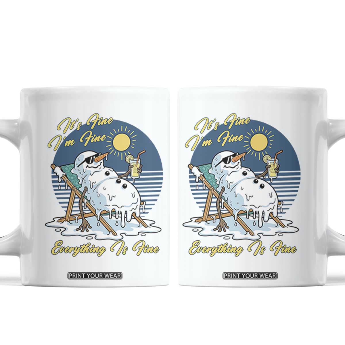 Melting Snowman Christmas In July Coffee Mug It Is Fine Everything Is Fine TS12 White Print Your Wear